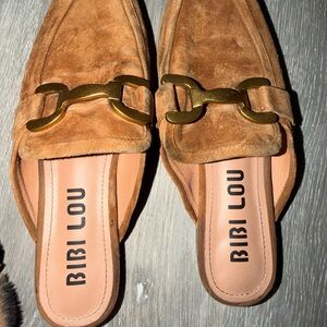 Bibi Lou Women's Tan Suede Mule with Gold Bit Detail